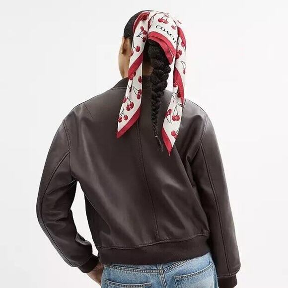 NWT Limited Coach Cherry Swirl Print Silk Square Scarf CZ533 - Picture 3 of 6